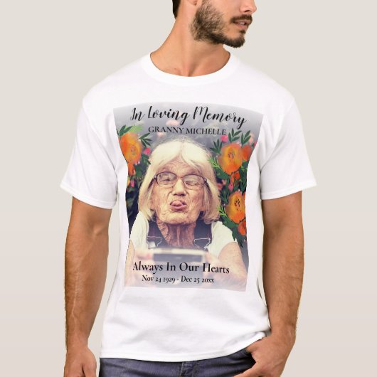 透明カスタムオーバーレイ写真花Tシャツ Tシャツ (正面)