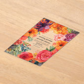 透明カラフルフローラメキシ結婚コフィエスタ アクリル招待状 (レイダウン)