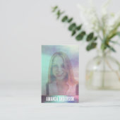 透明カラフル水の色のオーバーレイフォト 名刺 (スタンド正面)