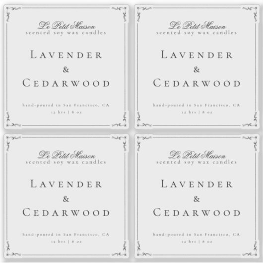 透明クラシック渦巻きロウソク製品包装 シール (正面)