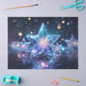 透明クリスマススターズのデカップクラフト紙 薄葉紙 (クラフト)