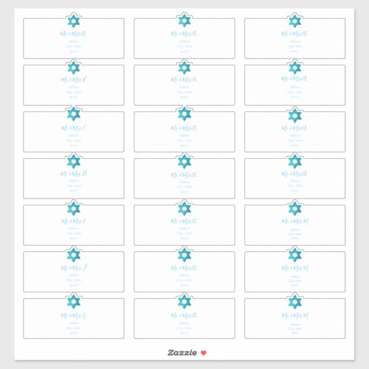 透明ゲスト住所 シールアクアブルー シール (シート)