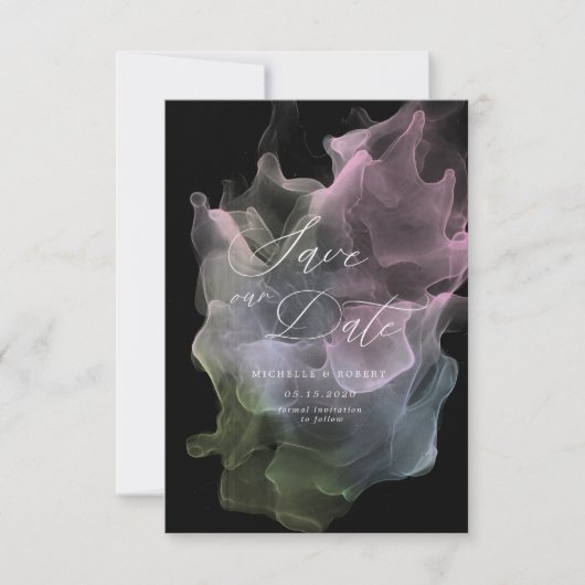 透明シルクエレガントは日付カードを保存 招待状 (正面)