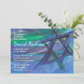 透明スターこうもりバー(ユダヤ教の)バル・ミツバー招待状ブルー 招待状 (スタンド正面)