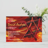 透明スターこうもりバー(ユダヤ教の)バル・ミツバー招待状レッド 招待状 (スタンド正面)