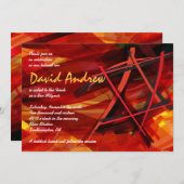 透明スターこうもりバー(ユダヤ教の)バル・ミツバー招待状レッド 招待状 (正面/裏面)