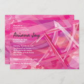 透明スターピンクバルミツワー招待状 招待状 (正面/裏面)