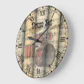 透明ドラムセット〜転がヴィンテージシート音楽 ラージ壁時計 (傾斜)