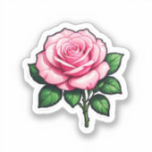 透明ピンクローズフラワーシール シール (正面)