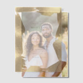 透明フェイク金ホイル縁ど結婚スのオーバーレイ ベラム紙招待状 (オフセット (カップル))