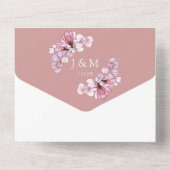 透明フローラモノグラムダスティー結婚バラ オールインワン招待状 (裏面)