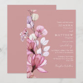 透明フローラモノグラムダスティー結婚バラ 招待状 (正面/裏面)