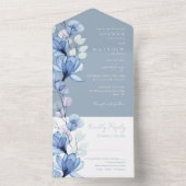 透明フローラモノグラムダスティー結婚ブルー オールインワン招待状 (内側)