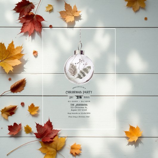 透明ボホニュートラルクリスマスパーティー アクリル招待状