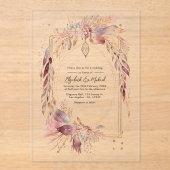 透明ボホフローラウェスタン結婚ズ アクリル招待状 (正面)