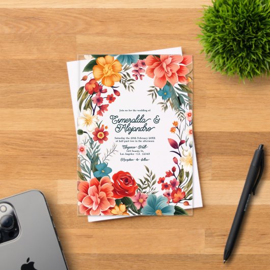 透明メキシカンフィエスタ結婚フローラ アクリル招待状 (インサイチュ (招待状))