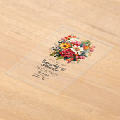 透明メキシカンフィエスタ結婚フローラ アクリル招待状 (レイダウン)