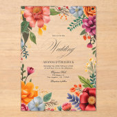 透明メキシコ鮮やかフィエスタ結婚フローラ アクリル招待状 (正面)