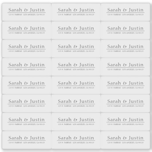 透明モダンの結婚差出人住所ラベル シール (正面)
