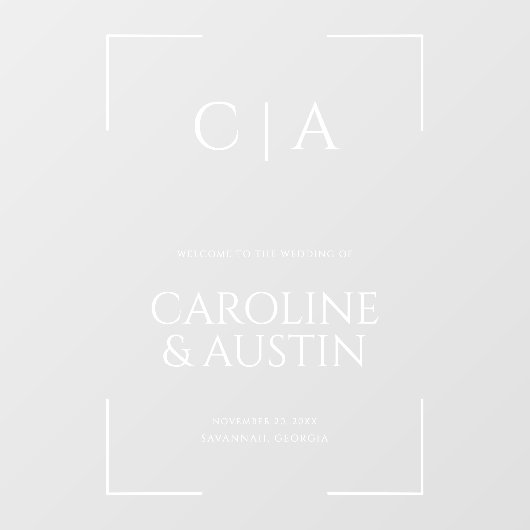 透明モダンイニシャル結婚のウェルカムサイン ウィンドウサイン (シート)