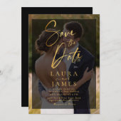 透明モダンオーバーレイ写真の日付を保存In 招待状 (正面/裏面)