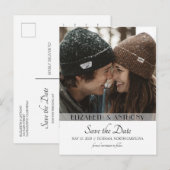 透明モダン写真日付の保存 案内ポストカード (正面/裏面)