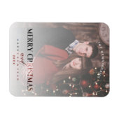 透明モダン効果ファミリーフォトクリスマス マグネット (横)