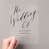 透明モダン書結婚文字 アクリル招待状 (インサイチュ (ポータブル))