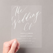 透明モダン書結婚文字 アクリル招待状 (インサイチュ (ポータブル))