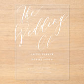 透明モダン書結婚文字 アクリル招待状 (正面)