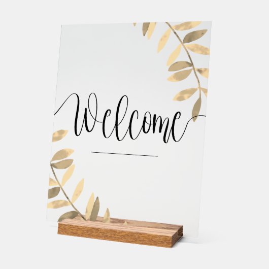 透明モダン歓迎 アクリルサイン (傾斜)