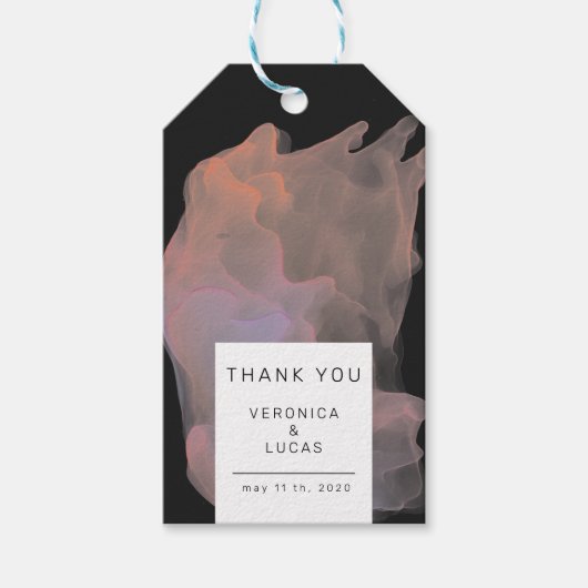 透明モダン絹結婚様 ギフトタグ (正面)