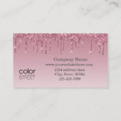 透明ロゴ付きピンクフェイクローズ金ゴールドグリッター 名刺 (裏面)