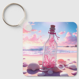 透明ロマンチック浮動ボトル キーホルダー