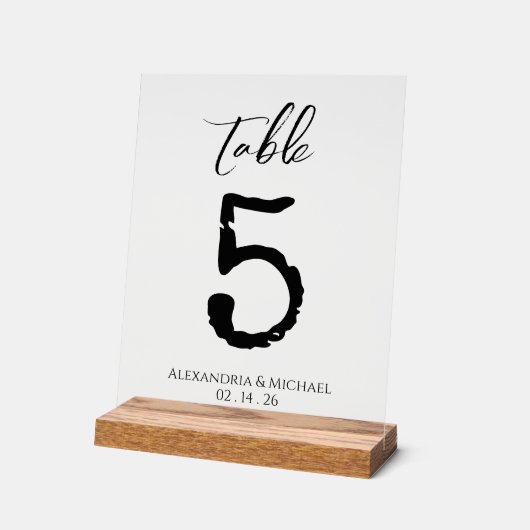 透明ヴィンテージ結婚式テーブルのサイン番号 アクリルサイン (傾斜)