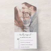 透明写真結婚のシンプルモダン オールインワン招待状 (内側)