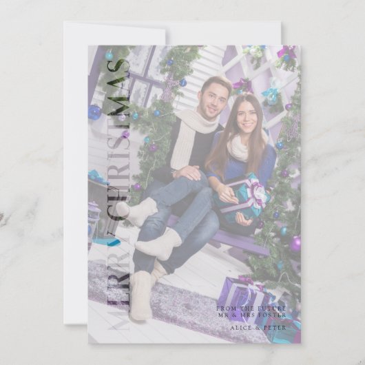 透明効果ファミリーフォトメリークリスマス シーズンカード (正面)