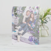 透明効果ファミリーフォトメリークリスマス シーズンカード (スタンド正面)