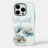 透明水彩の優雅な青いポピー ゴールドダスト Case-Mate iPhoneケース (裏面)