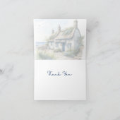 透明水彩画の コーニッシュの海辺の小さな家 サンキューカード (内部)