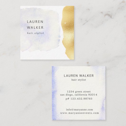 透明水彩箔フェイク名刺 スクエア名刺 (正面/裏面)