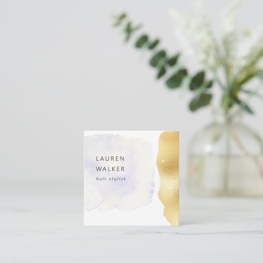 透明水彩箔フェイク名刺 スクエア名刺 (スタンド正面)