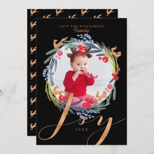 透明水彩　お祭りみたいな紅葉のリースとキツネの写真 シーズンカード (正面/裏面)