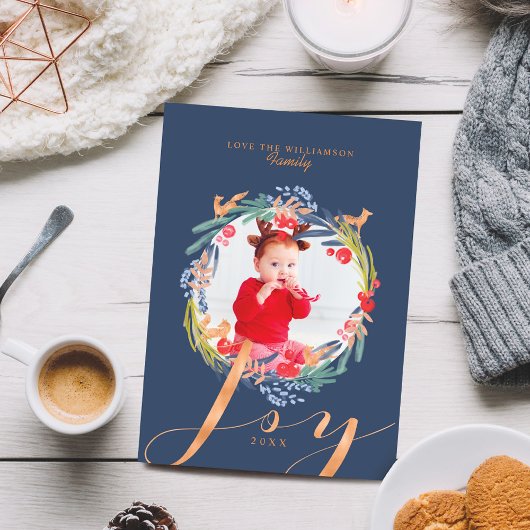 透明水彩　お祭りみたいな紅葉のリースとキツネの写真 シーズンカード