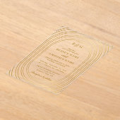 透明澄ん金ゴールドアーチモノグラム結婚ズ アクリル招待状 (レイダウン)