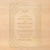 透明澄ん金ゴールドアーチモノグラム結婚ズ アクリル招待状 (正面)