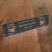 透明金ゴールドバラ黒 デスクネームプレート (側面)