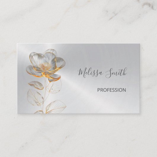 透明金ゴールド花銀 名刺 (正面)