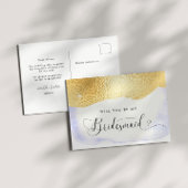 透明青色フォイルフェイクブリデスメイド招待状 ポストカード