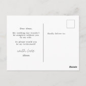 透明青色フォイルフェイクブリデスメイド招待状 ポストカード (裏面)